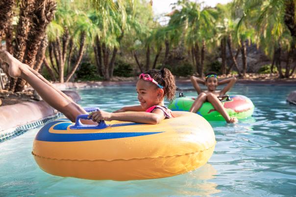 Kids in the Lazy River at Hilton Phoenix Resort at the Peak